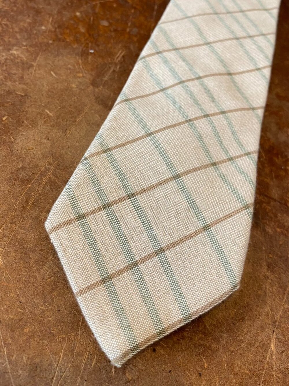 Vintage Calvin Klein Men's Tie 100% Cotton England Classic Length Plaid Necktie